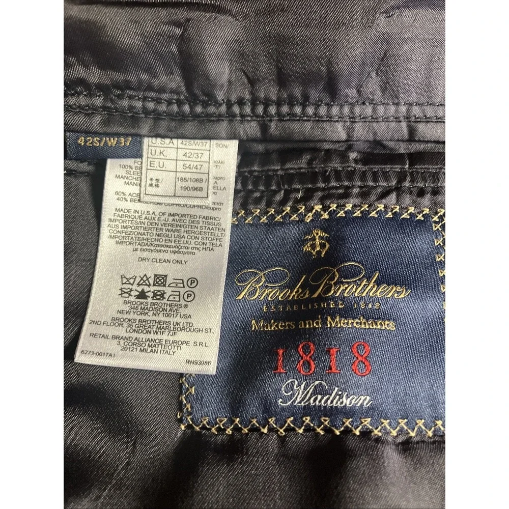 Brooks Brothers‎ Men's Saxxon Wool Blue Black Sport Blazer Jacket 42S/ W37